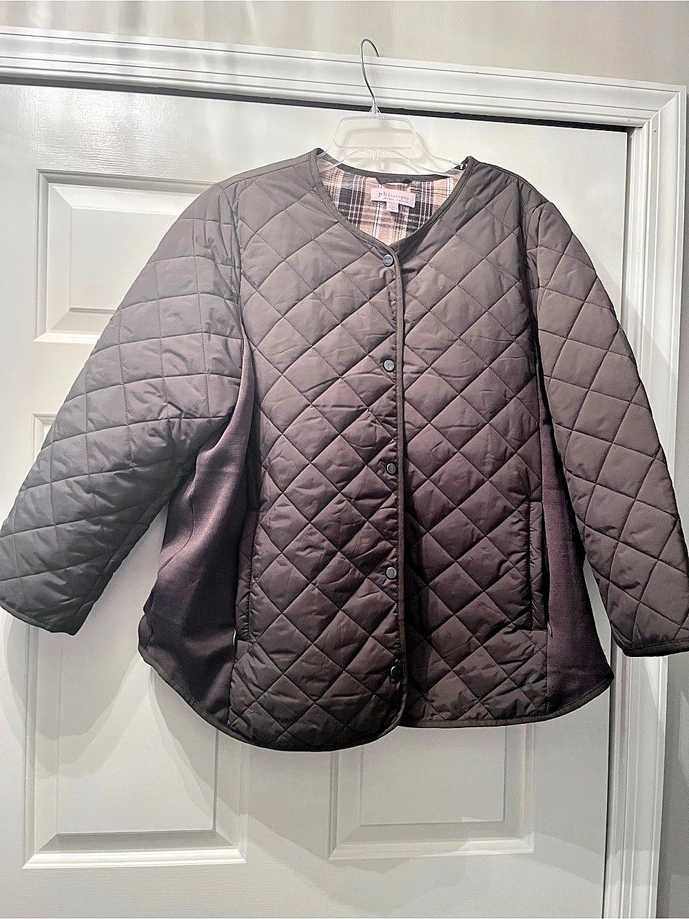 Philosophy woman Quilted Jacket in olive Brown 1X Like New
